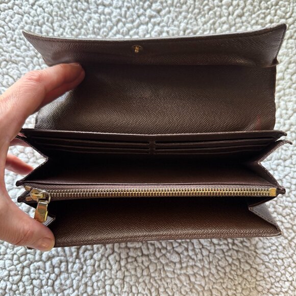 AS-IS Louis Vuitton Wallet Damier Portefeuille Sarah Long Wallet Bag Authentic - Picture 5 of 11